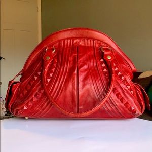 Red leather large Isabella Fiore shoulder bag